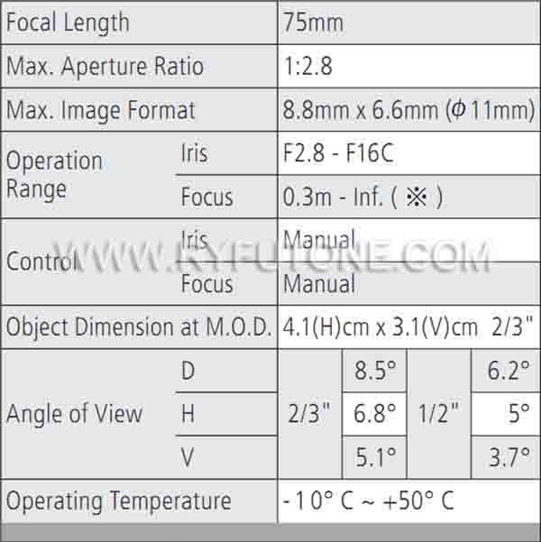 Computar M7528-MP Megapixels Industrial Lens High-Definition CCTV Camera Lens 