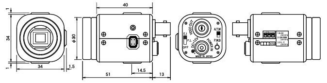 Watec WAT-241 CS Interface 450TVL BLC Color 1/4 CCD Camera